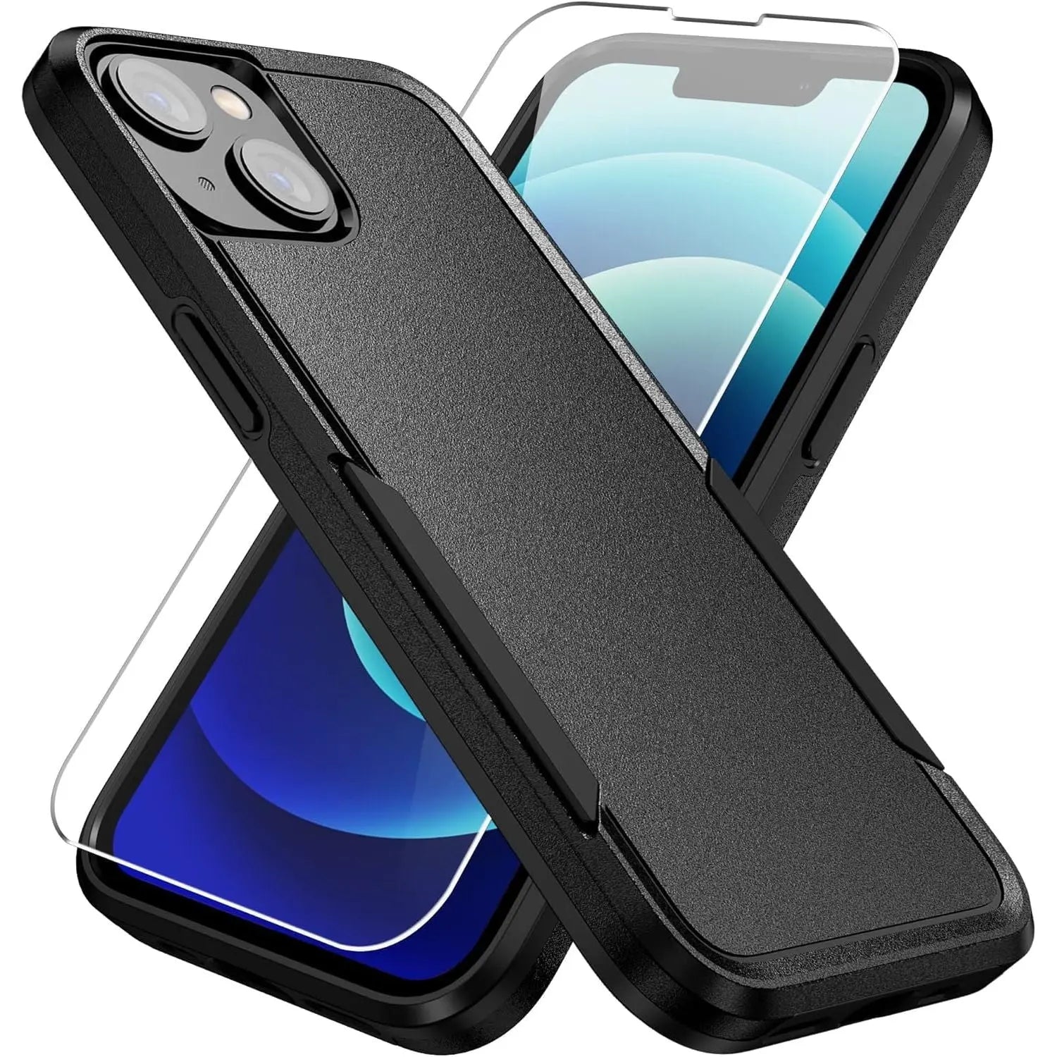 Entronix Heavy Duty Case Designed for Apple iPhone 15 with 1Pc Tempered Glass Screen Protector, Shockproof Dropproof Anti-Scratch Cover - Entro Retail