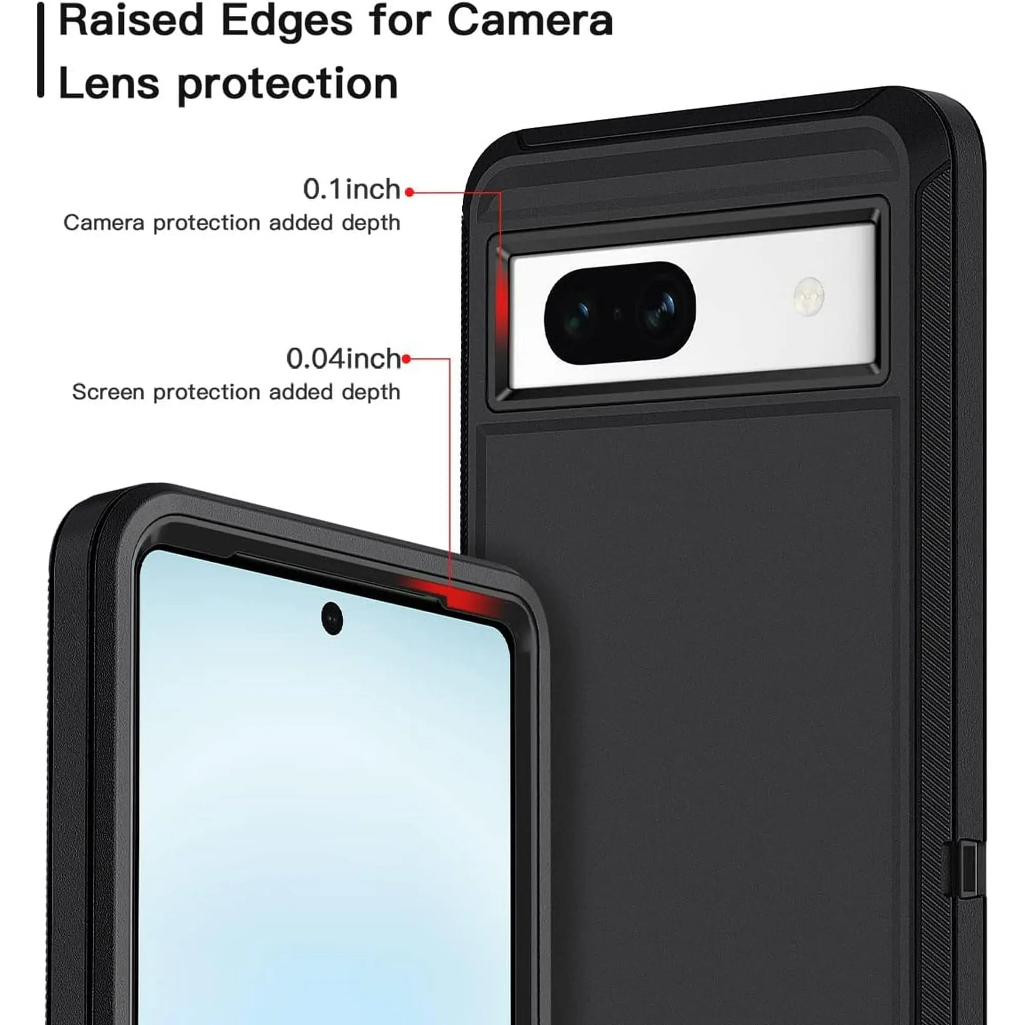 Entronix Bundle Compatible with Pixel 7a - Heavy Duty Case & 2 Clear Screen Protectors - Entronix