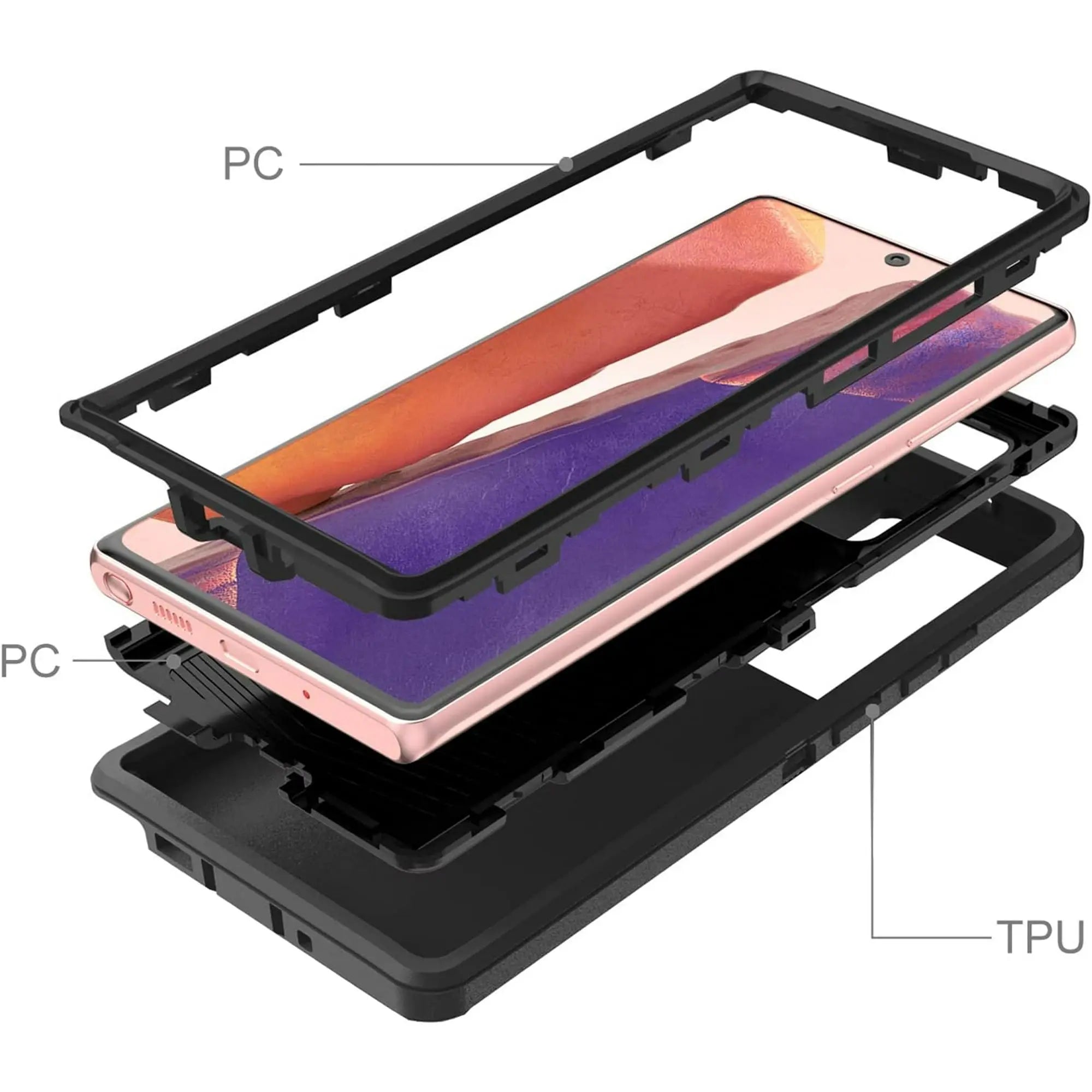 Entronix Bundle Compatible with Galaxy Note 20 Ultra - Heavy Duty Case, 1 Clear Screen Protector & 1 Camera Lens Protector - Entronix