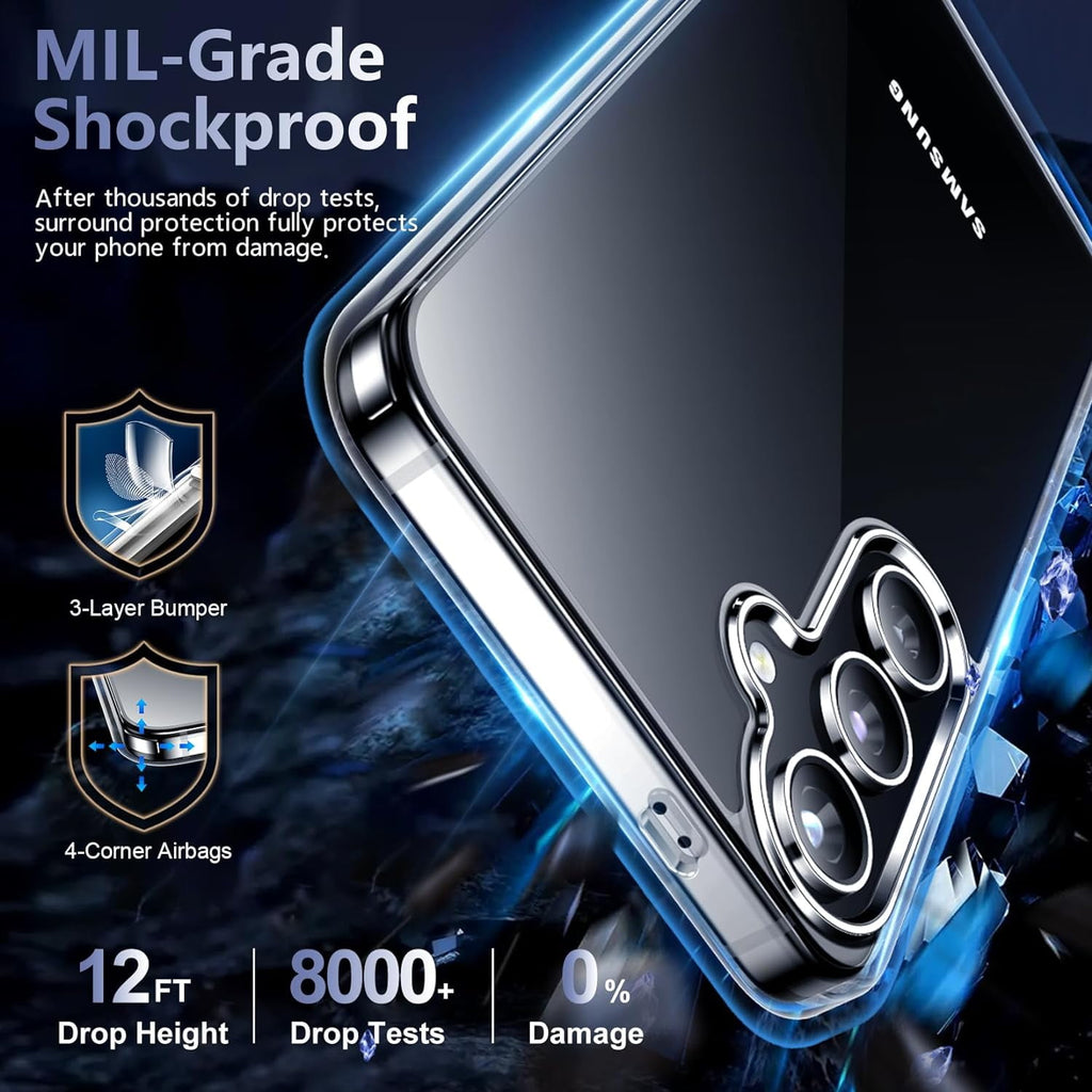 Entronix Bundle Compatible with Galaxy S25 - [Hard] Clear Case, 2 Clear Clear Screen Protector & 2 Camera Lens Protectors