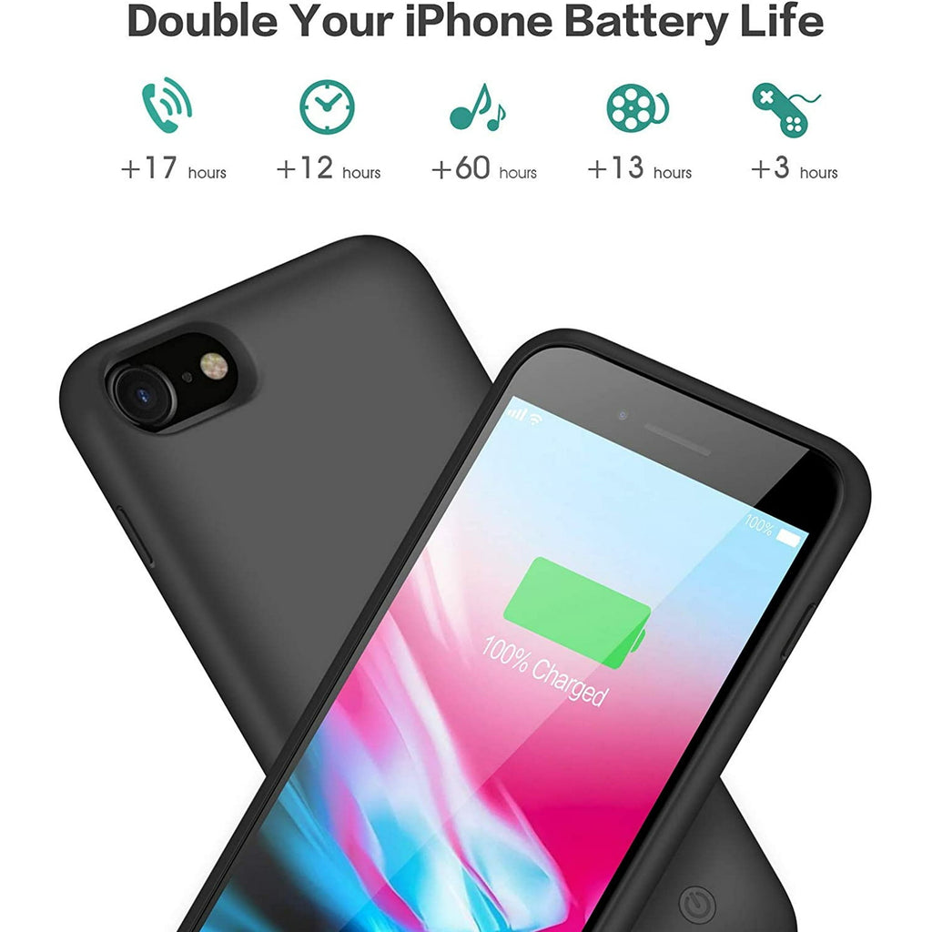 Entronix Case Compatible with iPhone 8/7/SE - [6000mAh] Charging Powerbank Cover