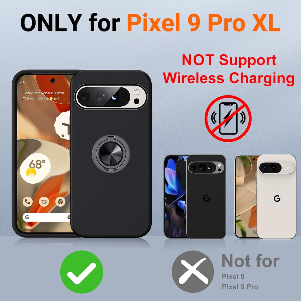 Entronix Bundle Compatible with Pixel 9 Pro XL - 360º Circular Ring Gripstand Case & 1 Clear Screen Protector
