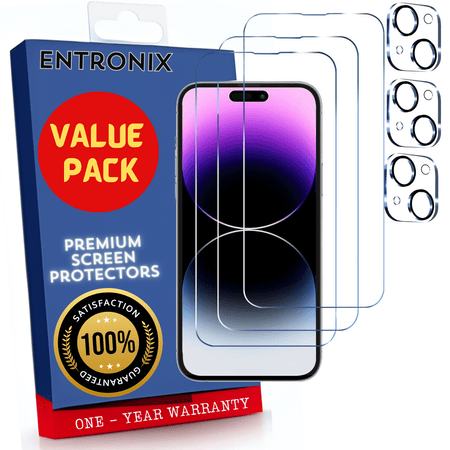 Entronix Case Screen Protector Bundle with Camera Cover Designed for Apple iPhone 15 Plus Clear Built Anti Scratch, Bubble Free Easy Install, 3 PACK - Entro Retail
