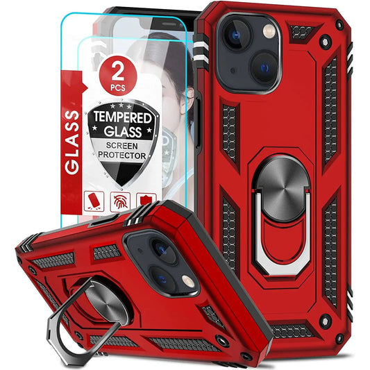 Entronix Apple iPhone 14 Case - Guard Ring Holder & 2 Clear Screen Protectors - Entro Retail