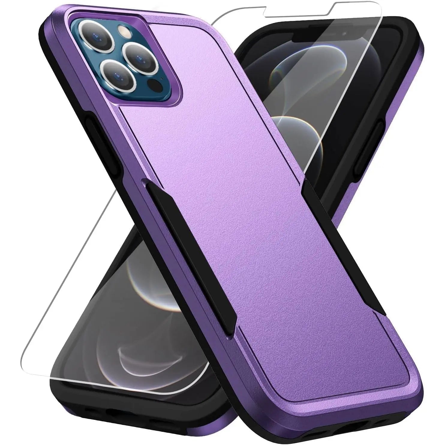 Entronix Heavy Duty Case Designed for Apple iPhone 15 Pro with 1Pc Tempered Glass Screen Protector, Shockproof Dropproof Anti-Scratch Cover - Entro Retail