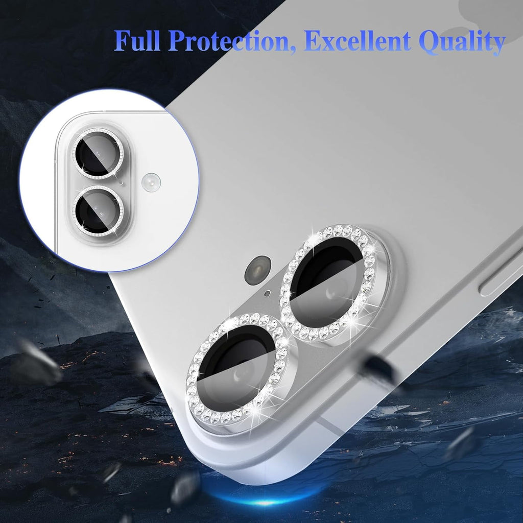 Entronix Camera Lens Protector Compatible with iPhone 16/16 Plus - Luxury Diamond Metal Cover