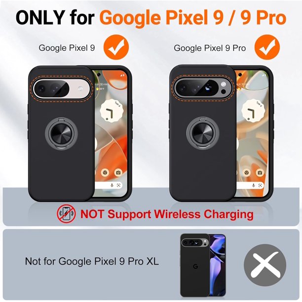 Entronix Google Pixel 9/9 Pro Case - 360º Circular Ring Holder, - Entronix