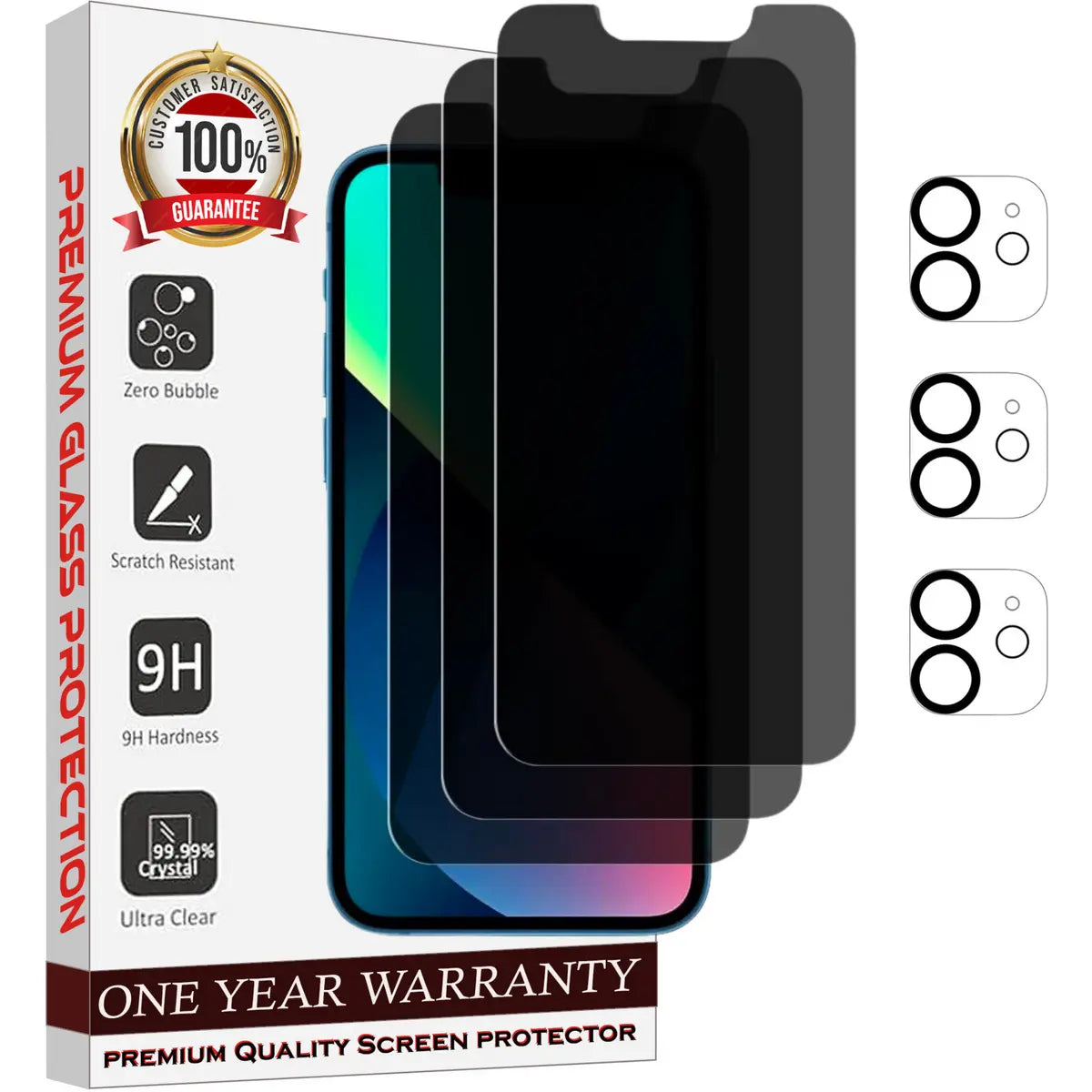Entronix Case Screen Protector Bundle with Camera Cover Designed for Apple iPhone 12 Mini Privacy 9H Hardness,Bubble Free Easy Install, 3 PACK - Entro Retail