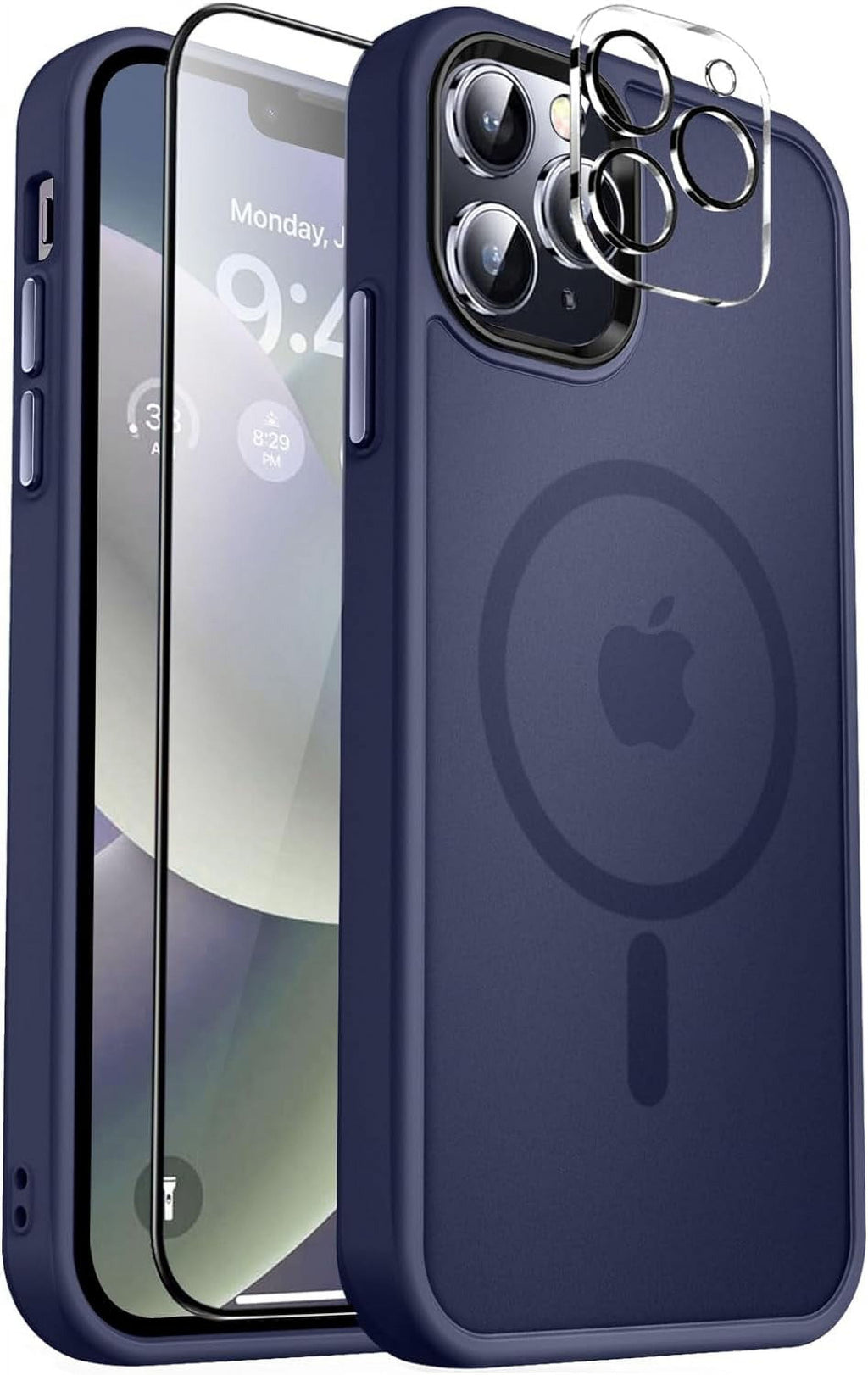 Entronix Apple iPhone 12 Pro 3-in-1 Bundle - [Magnetic] Translucent Matte Case, 1 Clear Screen Protector & 1 Camera Lens Protector, - Entro Retail