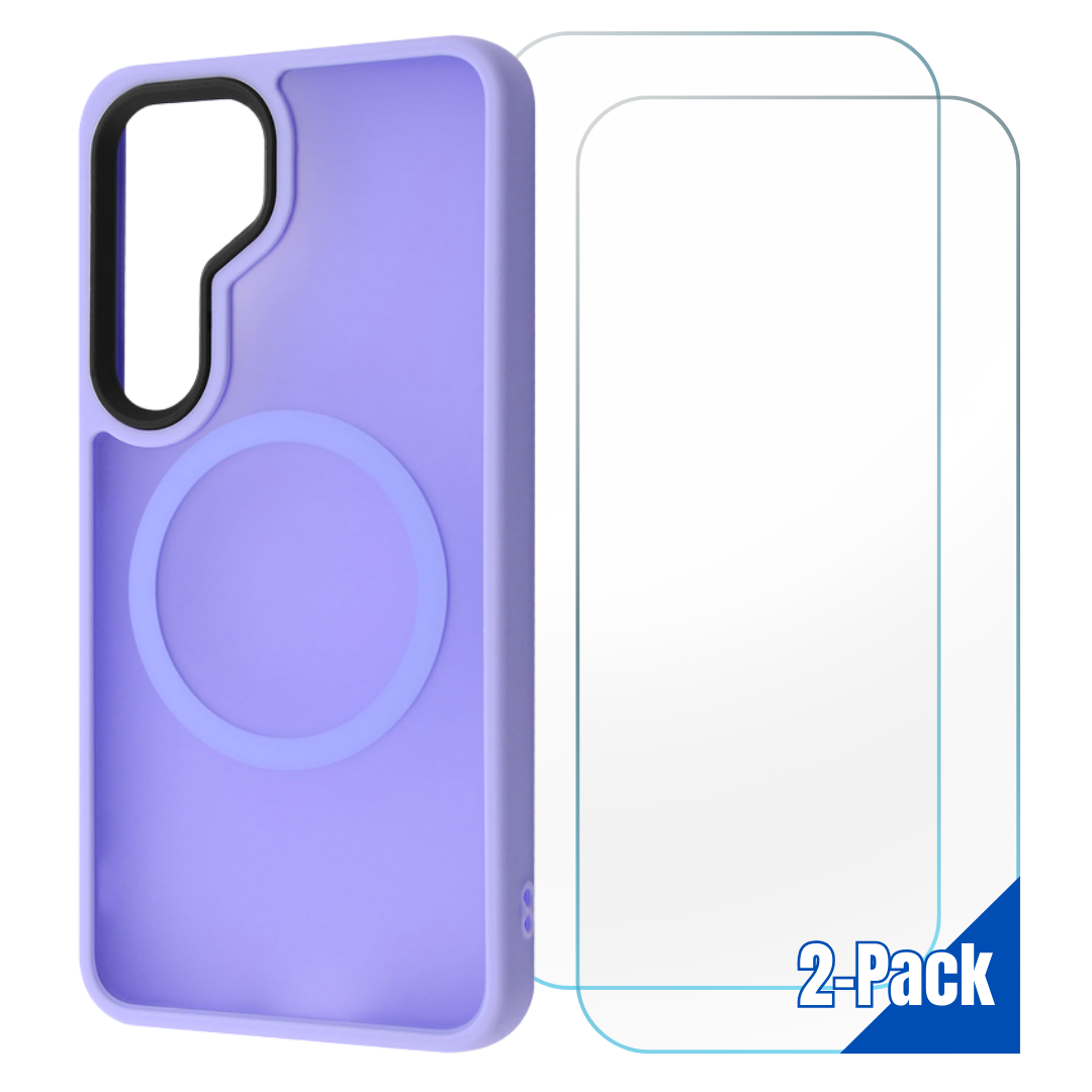 Entronix Bundle Compatible with Galaxy S24 - [Magnetic] Translucent Matte Case & 2 Clear Screen Protectors