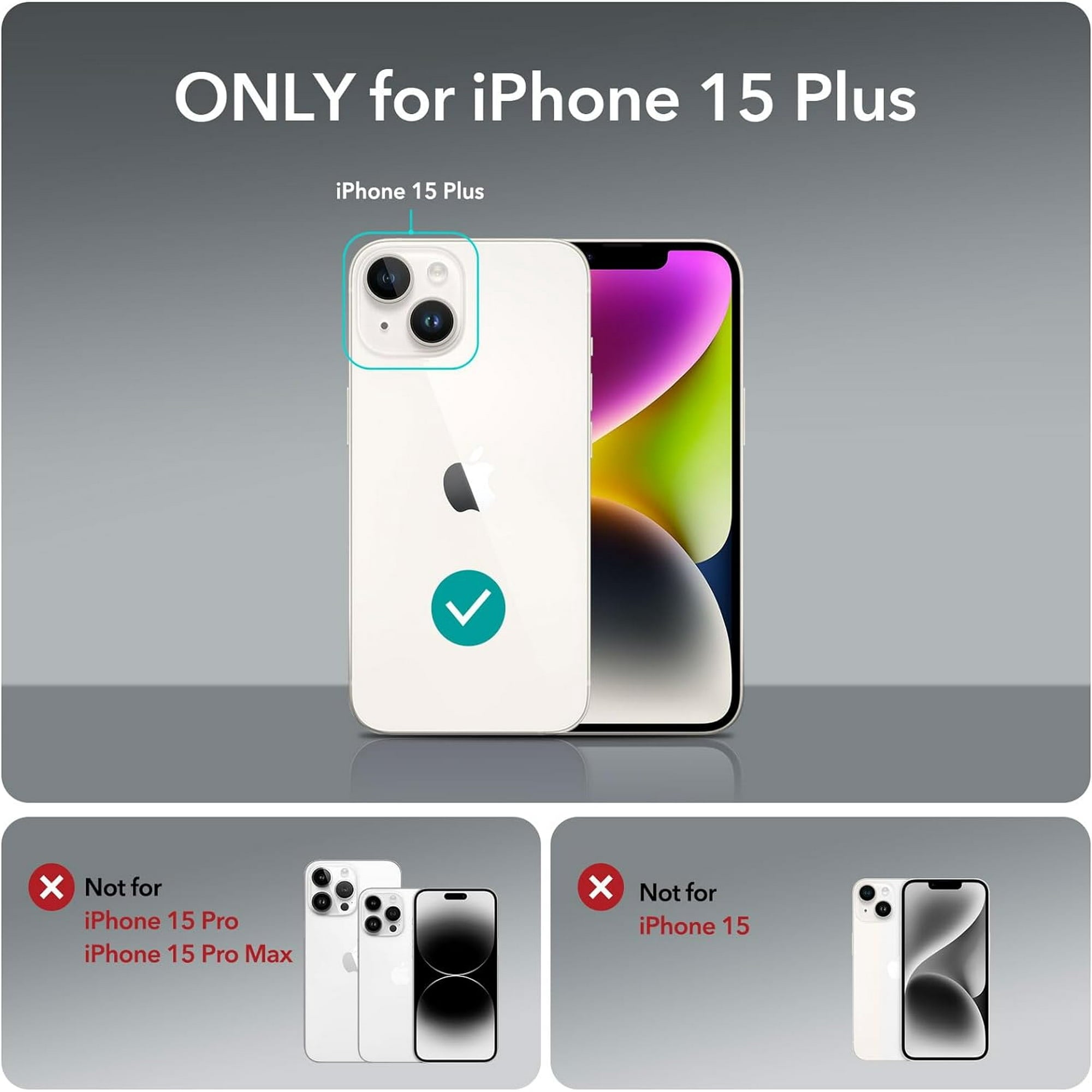 Entronix Bundle Compatible with iPhone 15 Plus - [Magnetic] Clear Case, 2 Clear Screen Protectors & 1 Metallic Camera Lens Protector