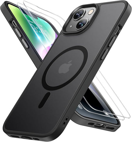 Entronix Apple iPhone 14 [Magnetic-Compatible] Clear Case & 2 Tempered Glass Screen Protectors - Entronix