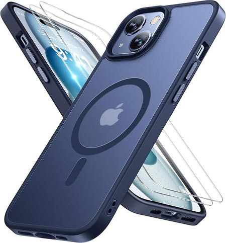 Entronix Apple iPhone 14 Plus [Magnetic-Compatible] Clear Case & 2 Tempered Glass Screen Protectors - Entronix