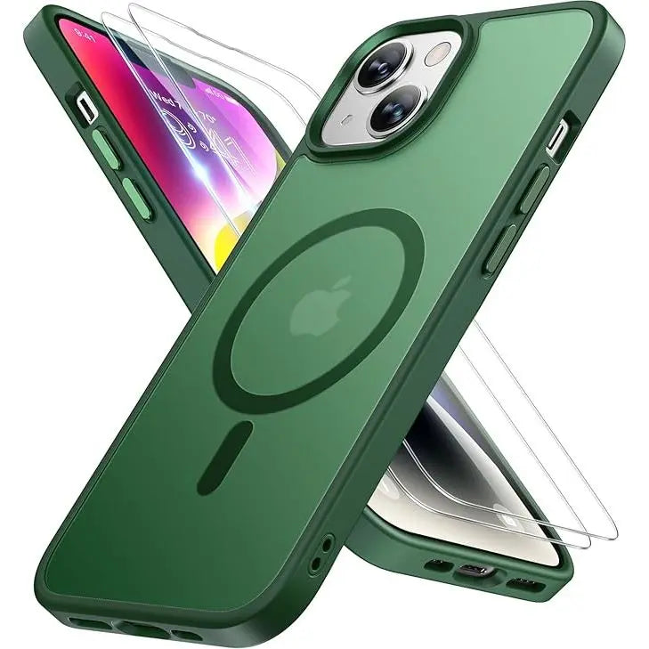 Entronix Apple iPhone 15 [Magnetic-Compatible] Clear Case & 2 Tempered Glass Screen Protectors - Entronix