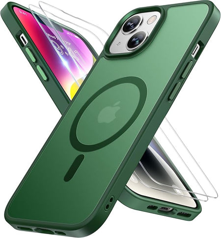 Entronix Apple iPhone 13 [Magnetic-Compatible] Clear Case & 2 Tempered Glass Screen Protectors - Entronix