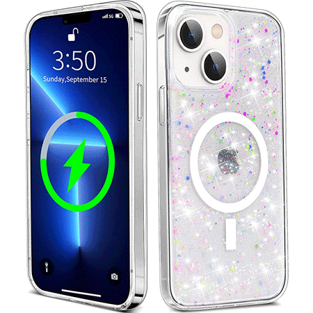 Entronix Apple iPhone 15 Plus/14 Plus [Magnetic-Compatible] Case - Glitter Flakes, - Entronix