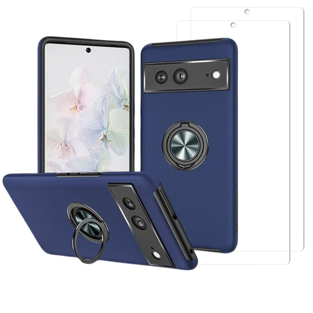 Entronix Bundle Compatible with Pixel 7 Pro - 360º Circular Ring Gripstand Case & 2 Clear Screen Protectors