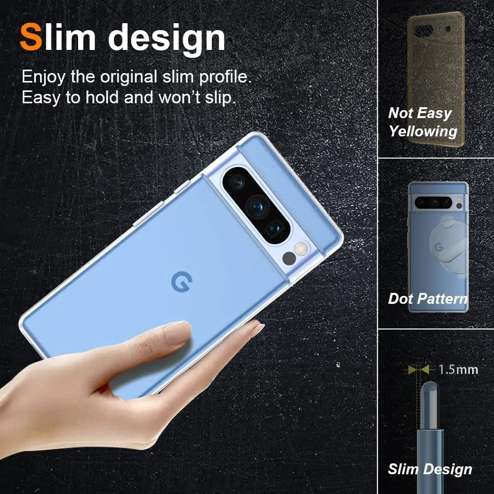 Entronix Bundle Compatible with Pixel 7 Pro - Clear Case & 2 Clear Screen Protectors - Entronix