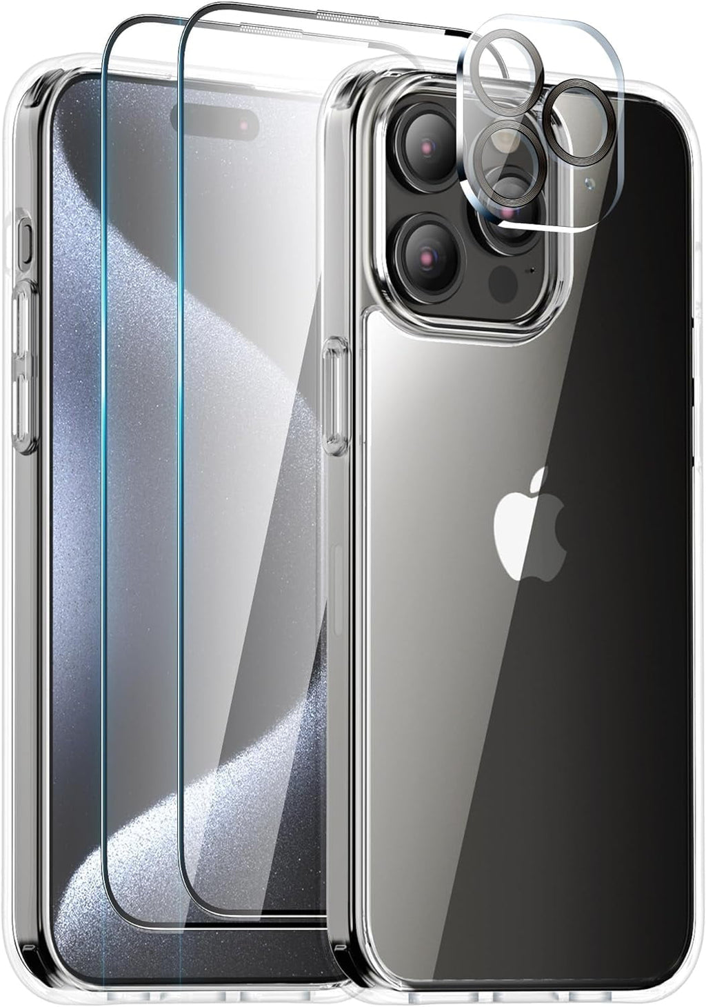 Entronix Case Heavy Duty Transparent Case for Apple iPhone 14 Pro Clear with 2 Screen Protector and 1 Camera Lens, Shockproof Dropproof Slim Case - Entro Retail