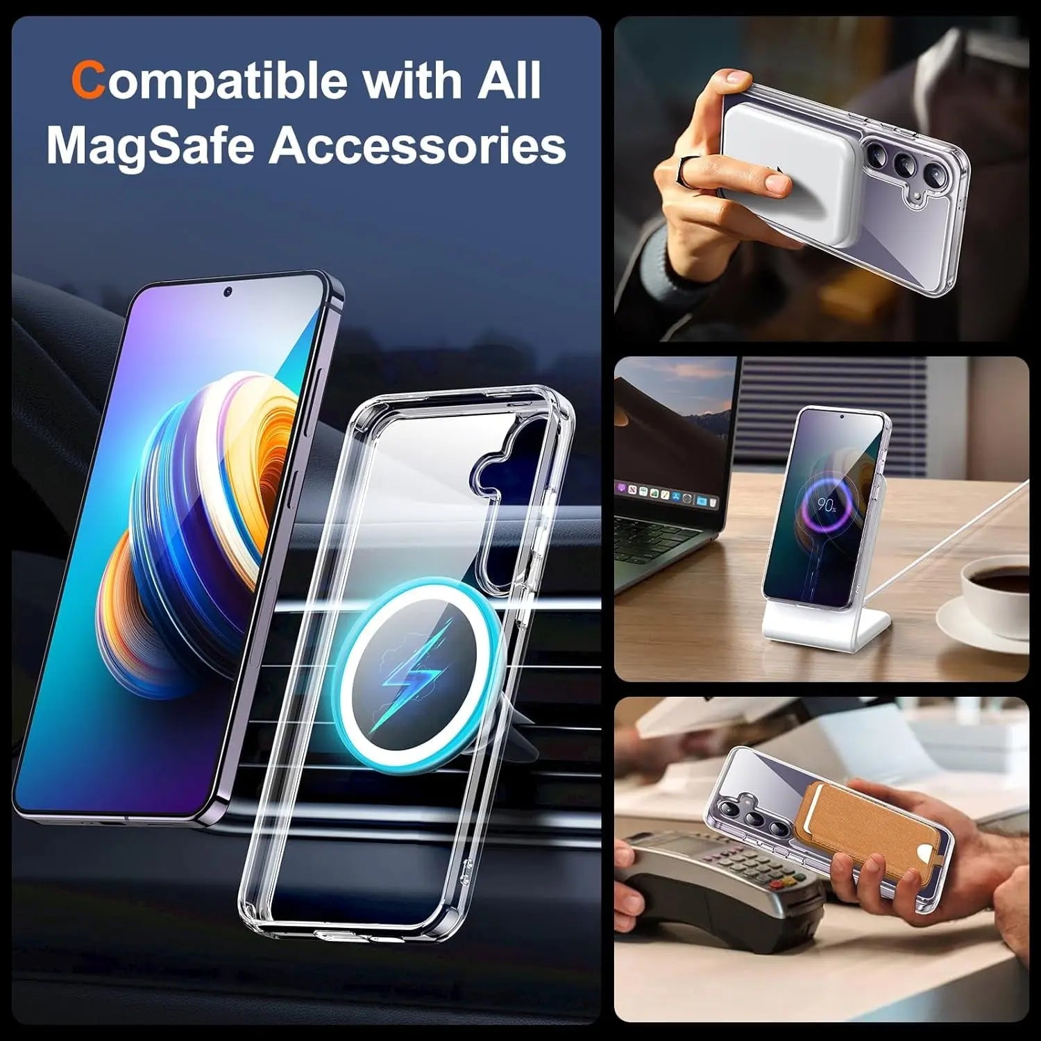 Entronix [Magnetic] Case Compatible with Galaxy S24 Plus - [Hard Back] Slim Clear - Entronix