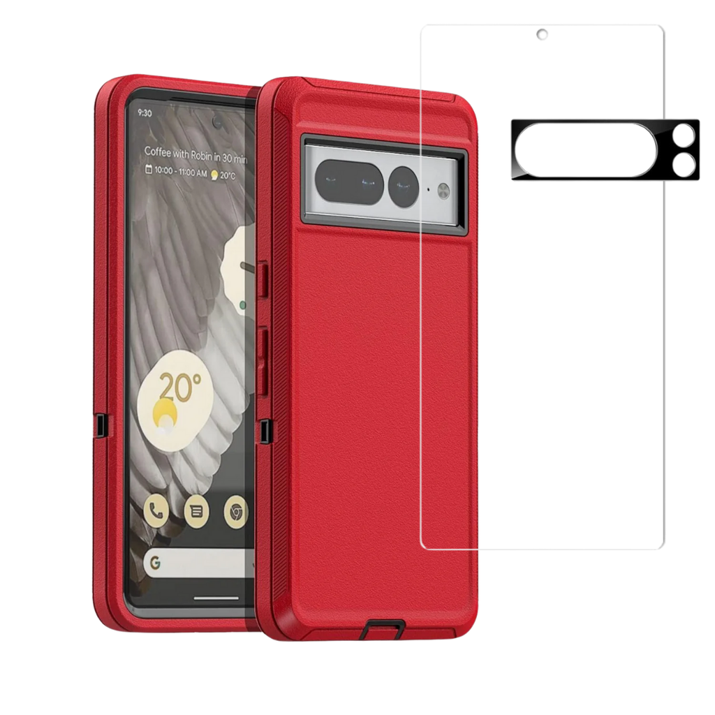 Entronix Bundle Compatible with Pixel 8 - Heavy Duty Case, 1 Clear Screen Protector & 1 Camera Lens Protector