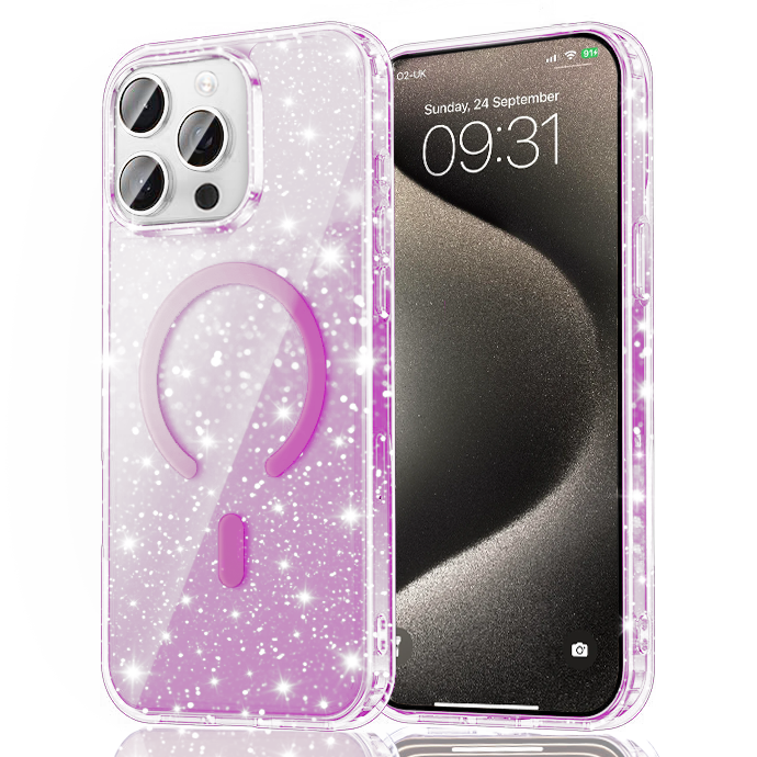 Entronix [Magnetic] Case Compatible with iPhone 15 Pro Max - [Hard Back] Glitter Color - Entronix