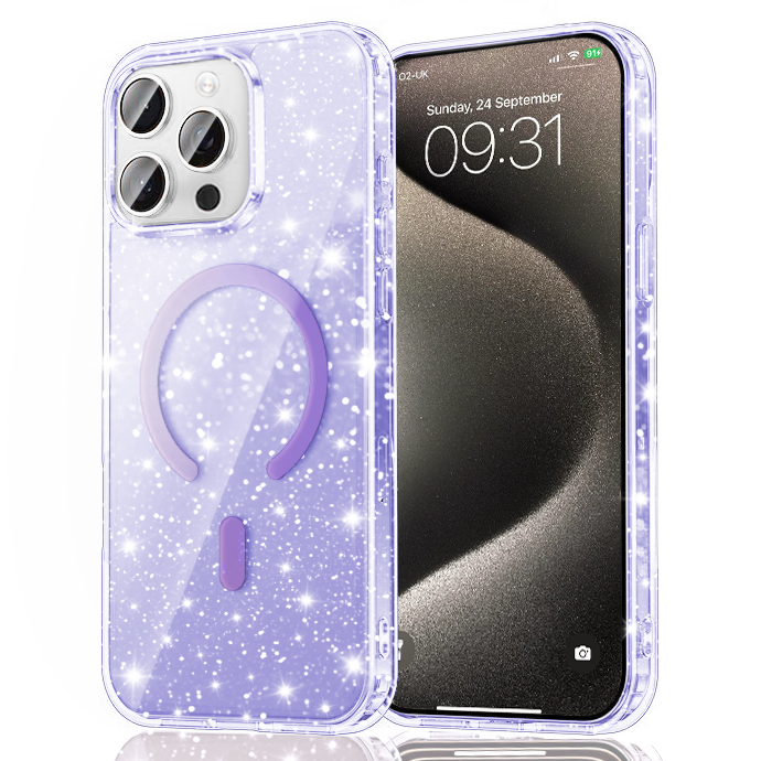 Entronix [Magnetic] Case Compatible with iPhone 15 Pro Max - [Hard Back] Glitter Color - Entronix
