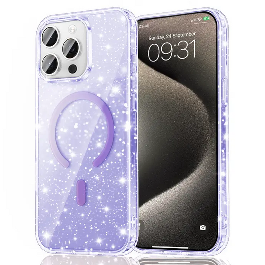 Entronix [Magnetic] Case Compatible with iPhone 15 Pro Max - [Hard Back] Glitter Color - Entronix
