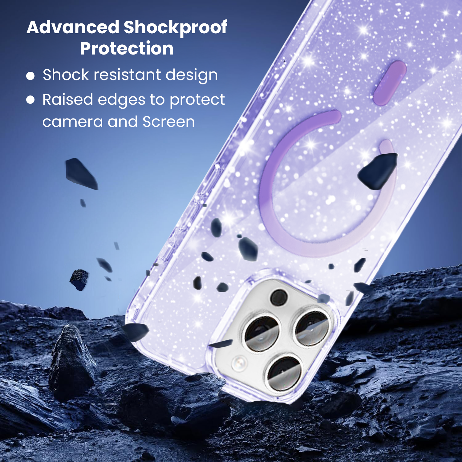 Entronix [Magnetic] Case Compatible with iPhone 15 Pro Max - [Hard Back] Glitter Color - Entronix