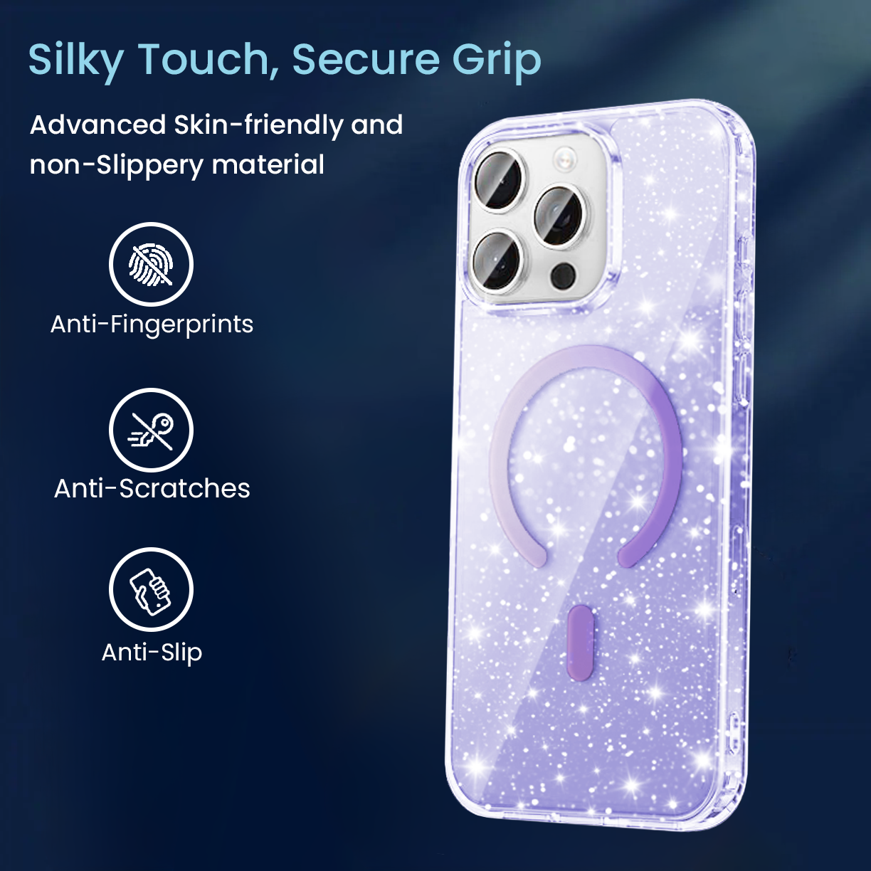 Entronix [Magnetic] Case Compatible with iPhone 15 Pro Max - [Hard Back] Glitter Color - Entronix