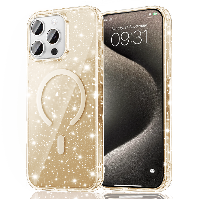 Entronix [Magnetic] Case Compatible with iPhone 15 Pro Max - [Hard Back] Glitter Color - Entronix