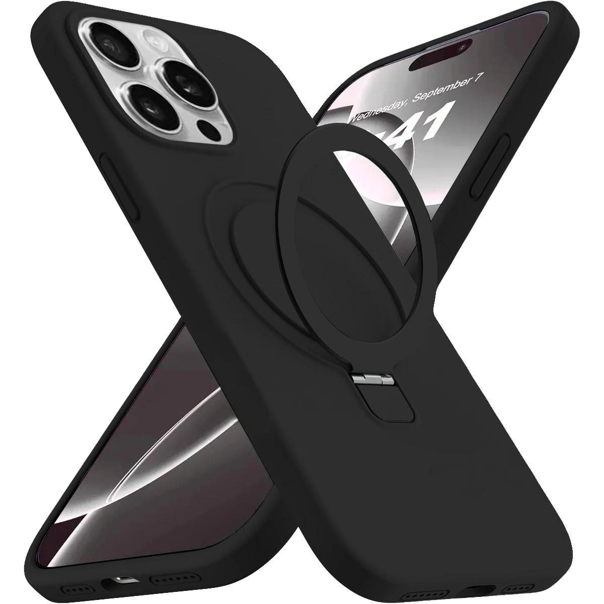 Entronix [Magnetic] Case Compatible with iPhone 15 Pro - Soft-Touch Liquid Silicone Gripstand - Entronix
