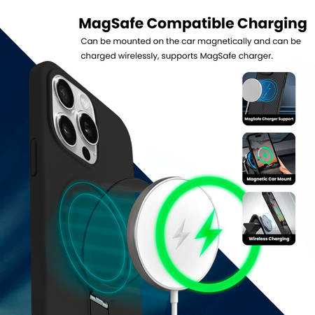Entronix [Magnetic] Case Compatible with iPhone 15 Pro - Soft-Touch Liquid Silicone Gripstand - Entronix