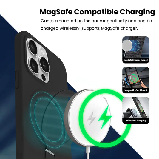 Entronix [Magnetic] Case Compatible with iPhone 15 Pro - Soft-Touch Liquid Silicone Gripstand - Entronix