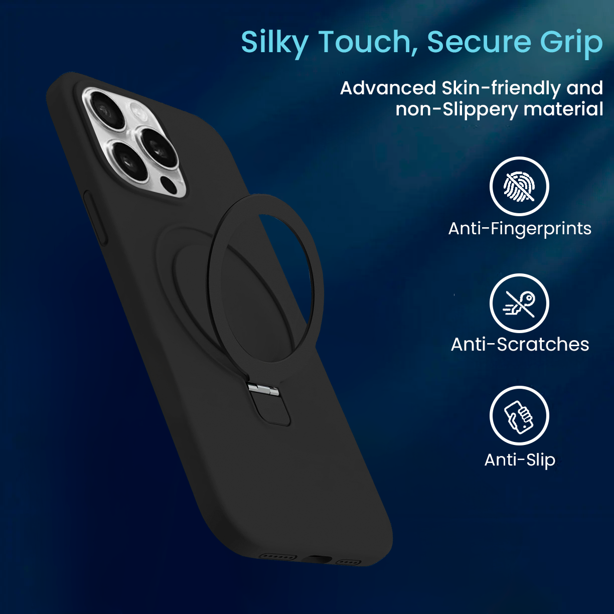 Entronix [Magnetic] Case Compatible with iPhone 15 Pro - Soft-Touch Liquid Silicone Gripstand - Entronix
