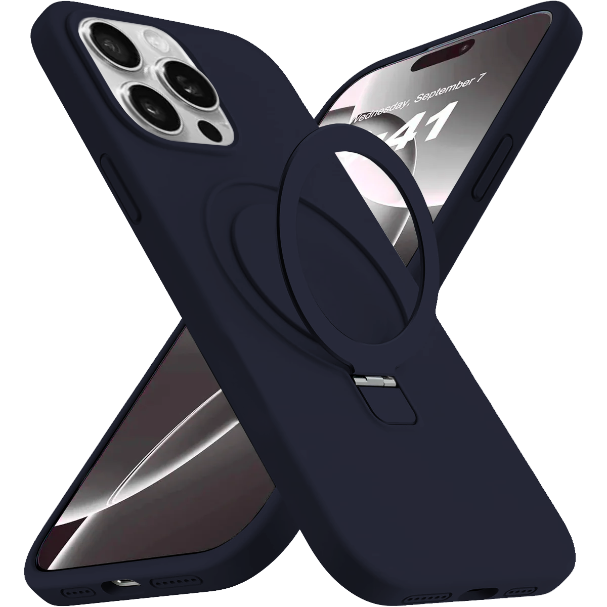 Entronix [Magnetic] Case Compatible with iPhone 15 Pro - Soft-Touch Liquid Silicone Gripstand - Entronix