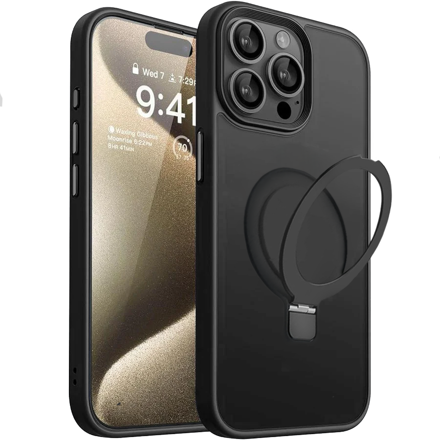 Entronix [Magnetic] Case Compatible with iPhone 15 Pro - Translucent Frosted Matte Gripstand - Entronix