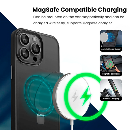 Entronix [Magnetic] Case Compatible with iPhone 15 Pro - Translucent Frosted Matte Gripstand - Entronix