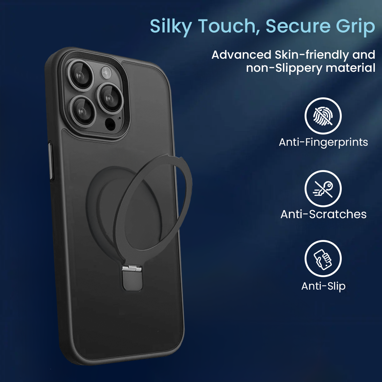 Entronix [Magnetic] Case Compatible with iPhone 15 Pro - Translucent Frosted Matte Gripstand - Entronix