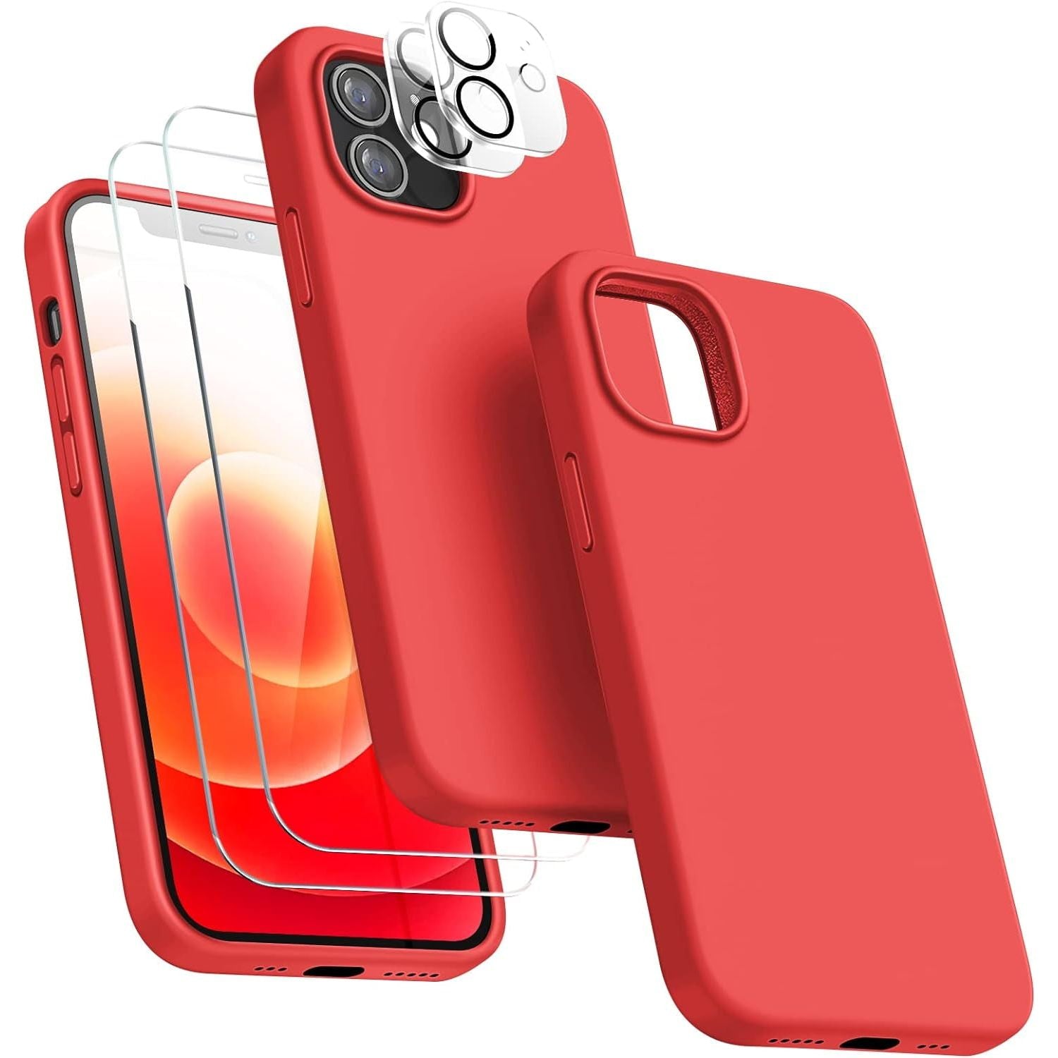 Entronix Silicone Case Designed for Apple iPhone 11 Liquid Silicone Case, 5 in 1 Bundle with 2 Clear Tempered Glass and 2 Camera Lens Shockproof Case - Entro Retail