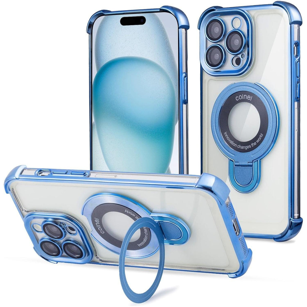 Entronix [Magnetic] Case Compatible with iPhone 14 Pro Max - [Clear Back] Luxury Glossy Gripstand