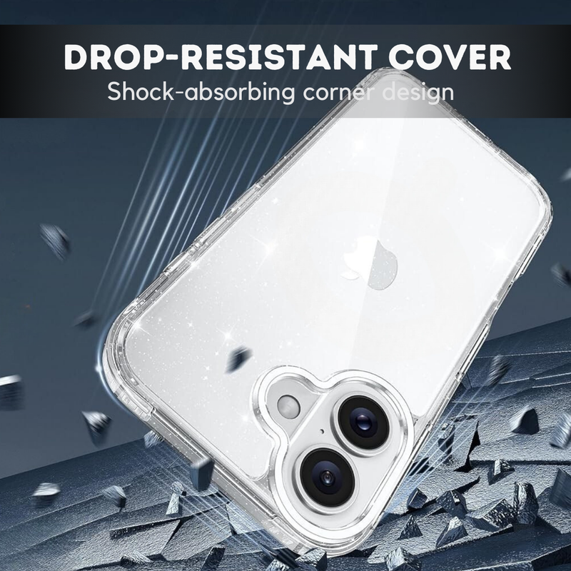 Entronix Bundle Compatible with iPhone 17 - [Hard] Glitter Clear Case & 2 Clear Screen Protectors - Entronix