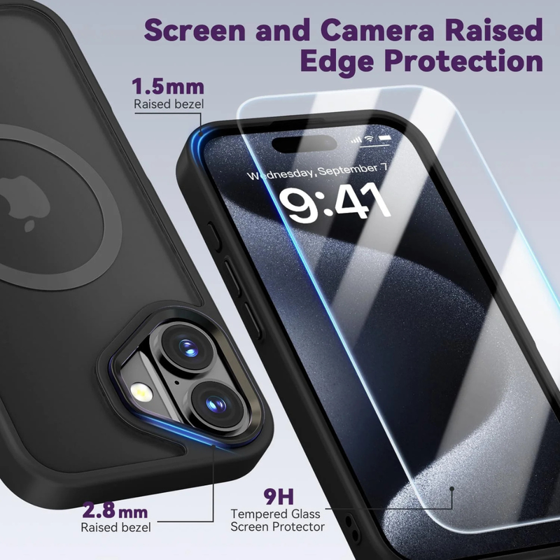 Entronix Bundle Compatible with iPhone 17 - [Magnetic] Translucent Matte Case & 1 Clear Screen Protector