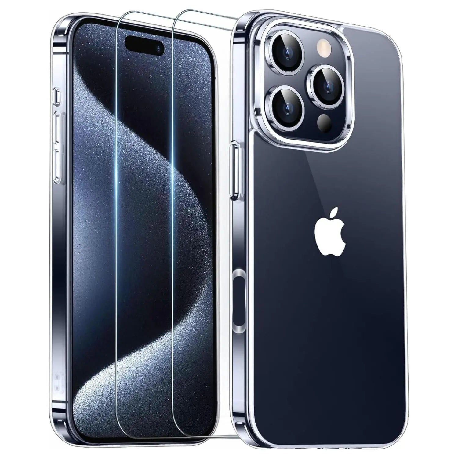 Entronix 3-in-1 Bundle for Apple iPhone 16 Pro Max, Slim Clear Case & 2 Clear Tempered Glass Screen Protectors - Entro Retail