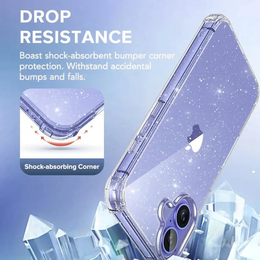 Entronix Case Compatible with iPhone 17 - [Hard Back] Glitter Clear - Entronix