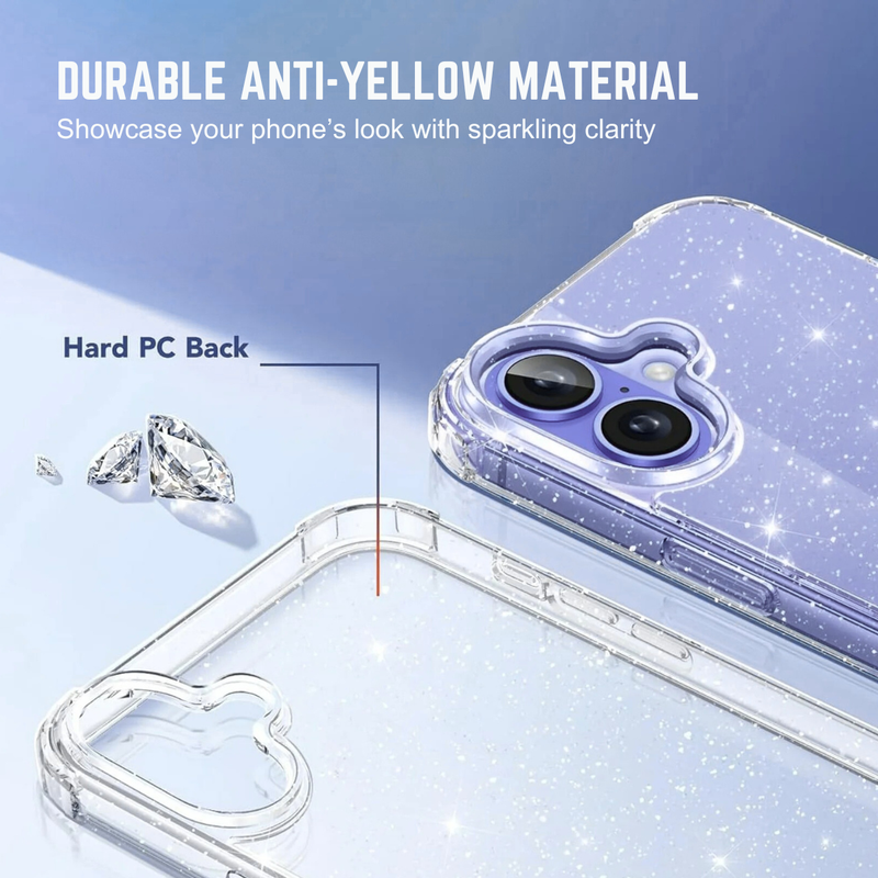 Entronix Case Compatible with iPhone 17 - [Hard Back] Glitter Clear