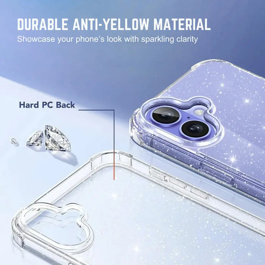 Entronix Case Compatible with iPhone 17 - [Hard Back] Glitter Clear - Entronix