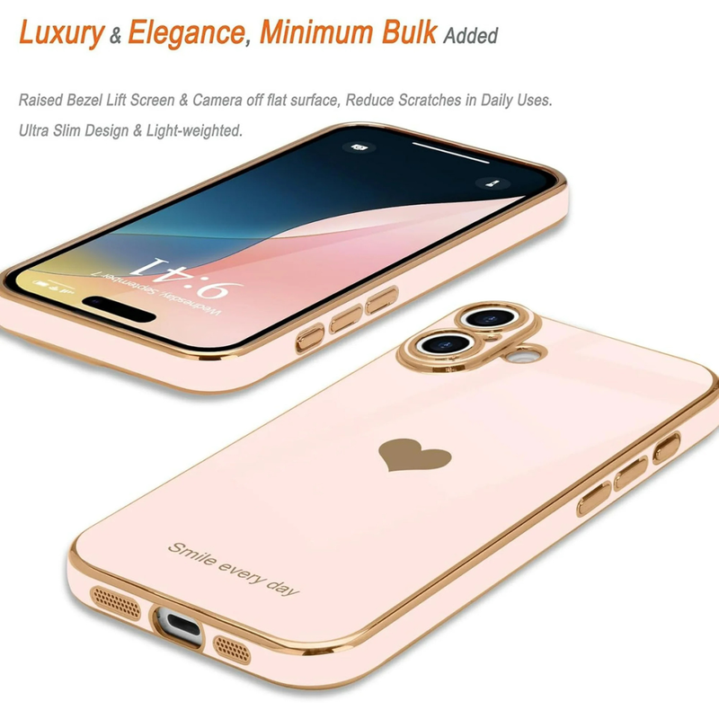 Entronix Case Compatible with iPhone 17 - [Flexible] Luxury Glossy Heart