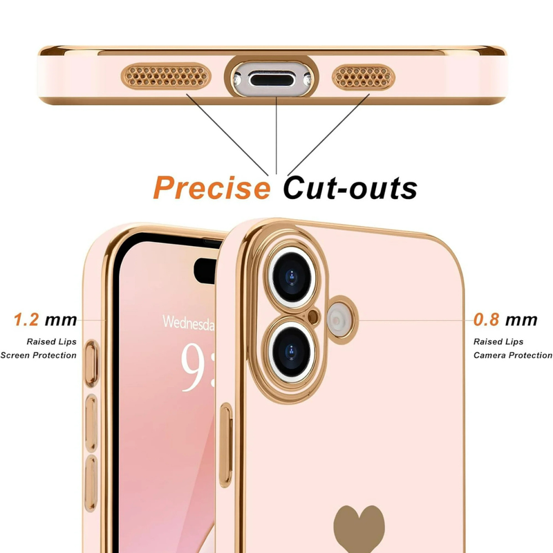 Entronix Case Compatible with iPhone 17 - [Flexible] Luxury Glossy Heart