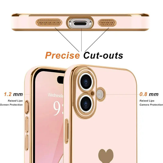 Entronix Case Compatible with iPhone 17 - [Flexible] Luxury Glossy Heart - Entronix